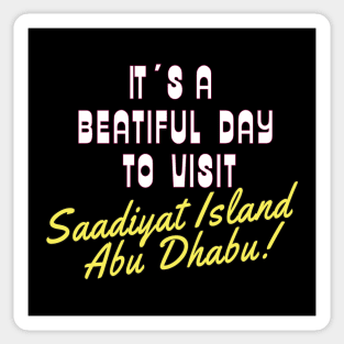 Saadiyat Island, Abu Dhabi. White text.  Gift Ideas For The Travel Enthusiast. Sticker